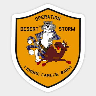 F-14 Tomcat - Op Desert Storm - I Smoke Camels, Baby! - Clean Style Sticker